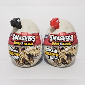 🆕 2 Zuru Smashers Dino Island Nano Eggs Black & Red Mystery Dinosaur Capsules